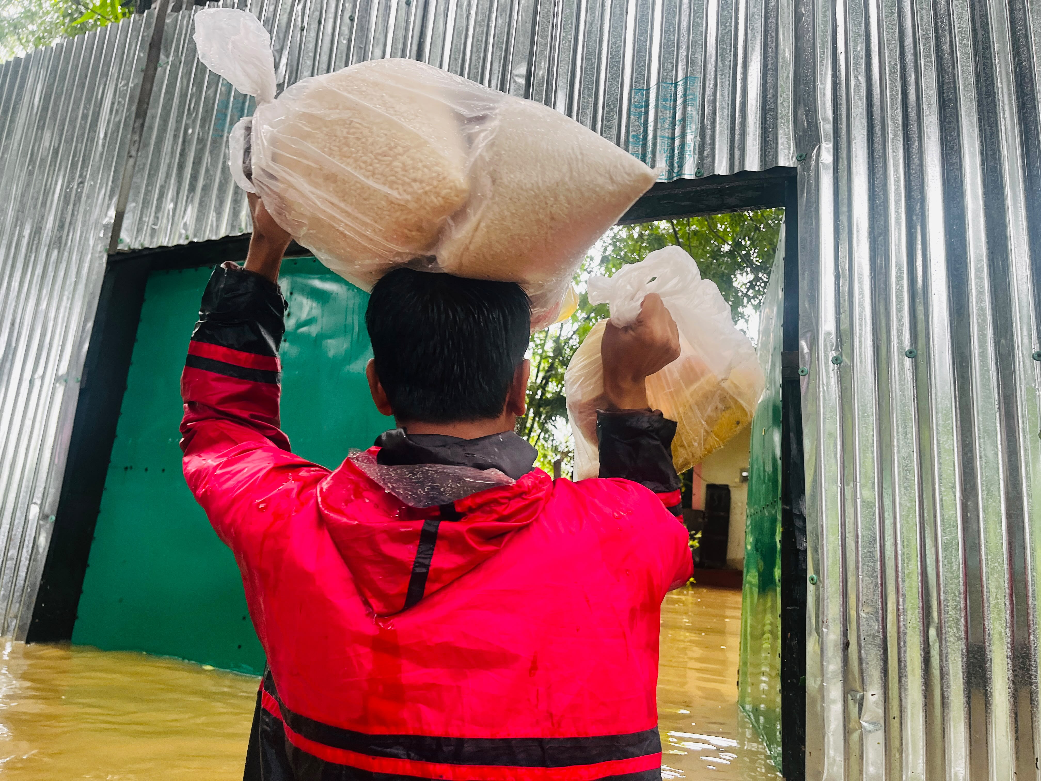 Blankets being prepared for distribution