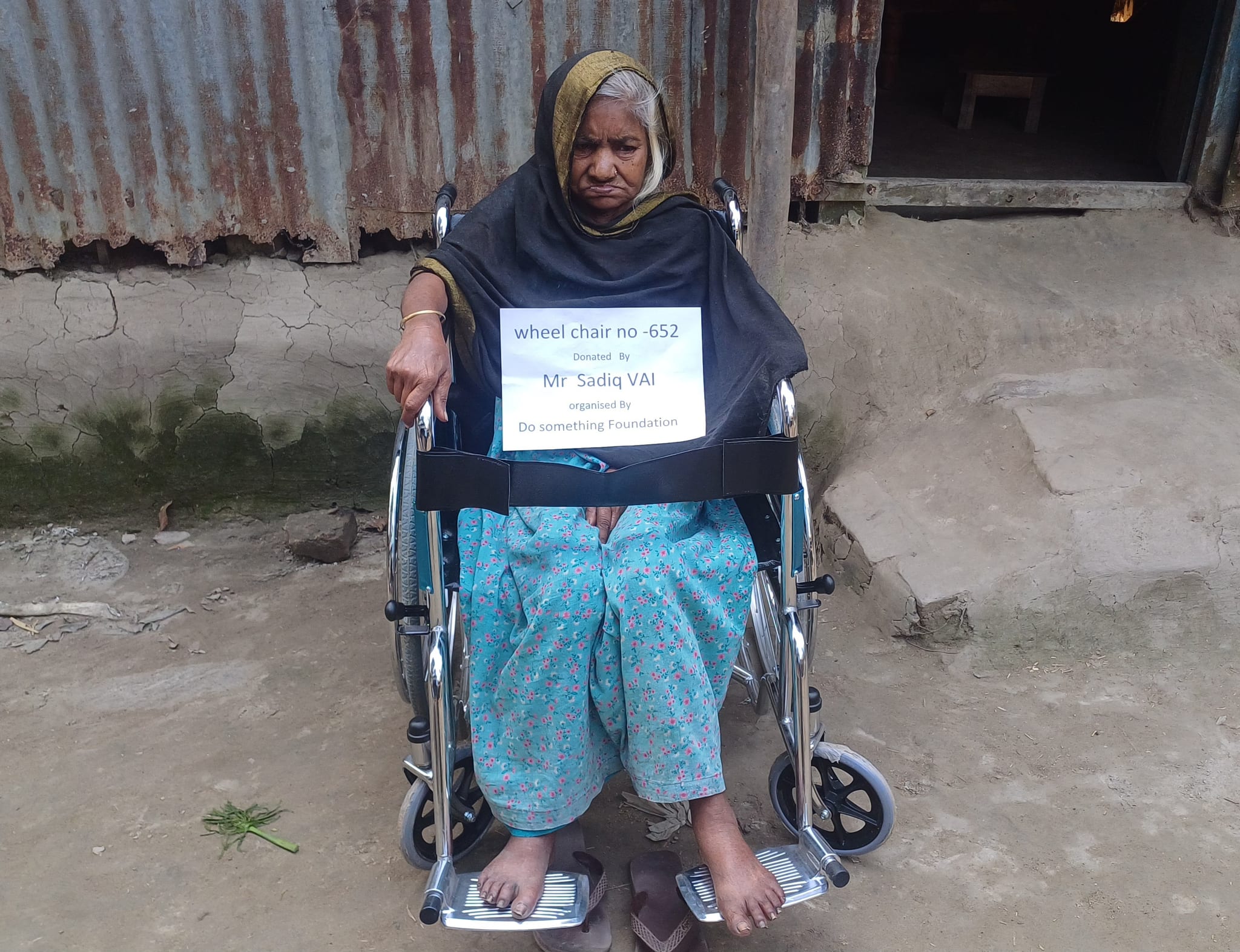 A wheelchair provided to a community member