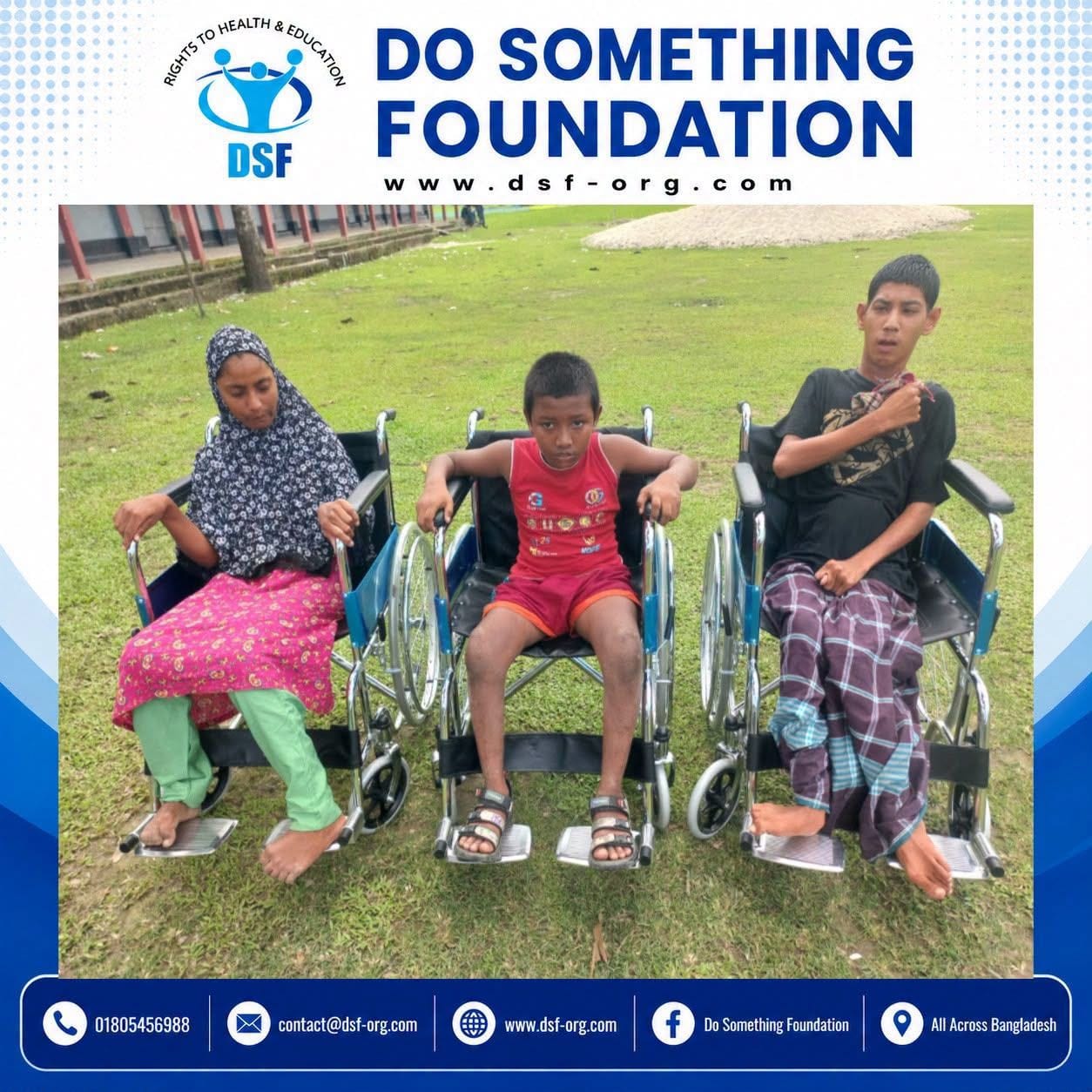 DSF Gifts Wheelchairs to Three Children with Special Needs