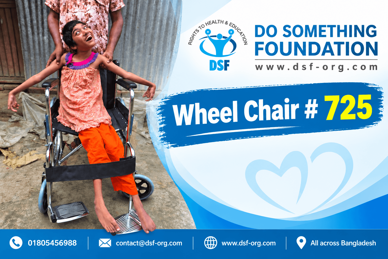 DSF Provides Wheelchair Support to a Child with Special Needs